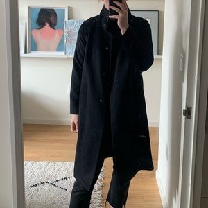 AYR Black Funnel Neck Wool Coat